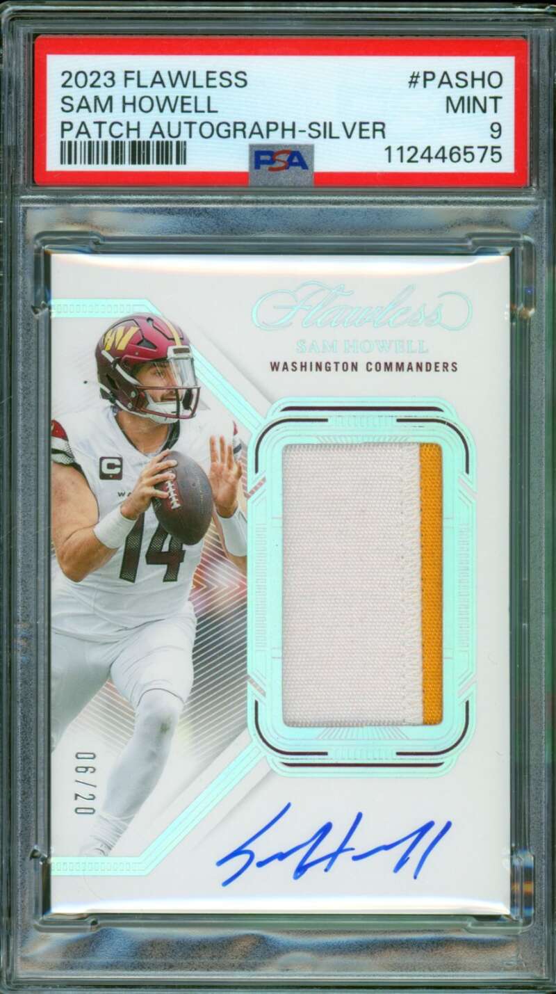 Sam Howell Rookie Card 2023 Flawless Patch Autograph Silver (6/20) #pasho PSA 9 Image 1