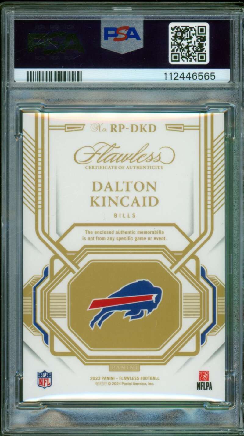 Dalton Kincaid Rookie Card 2023 Flawless Rookie Patch Ruby (3/15) #rpdkd PSA 9 Image 2