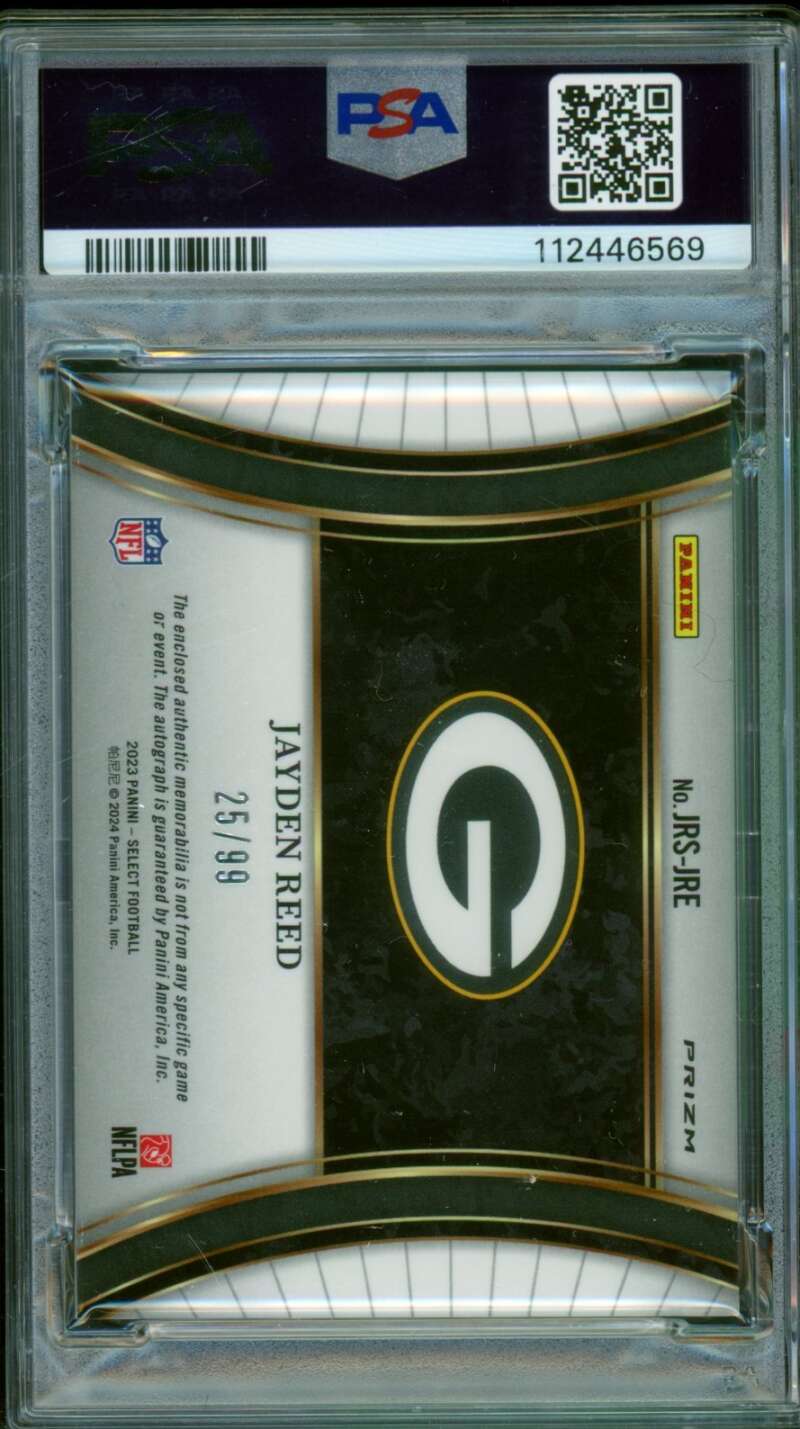 Jayden Reed 2023 Select Jumbo Rookie Signature Swatches (pop 3) #jrsjre PSA 9 Image 2