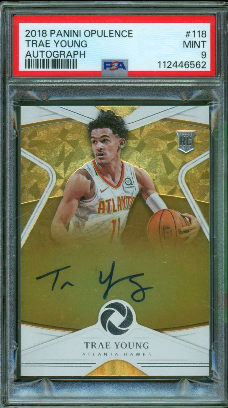 Trae Young Rookie 2018-19 Panini Opulence Autograph (pop 4) (25/99) #118 PSA 9 Image 1