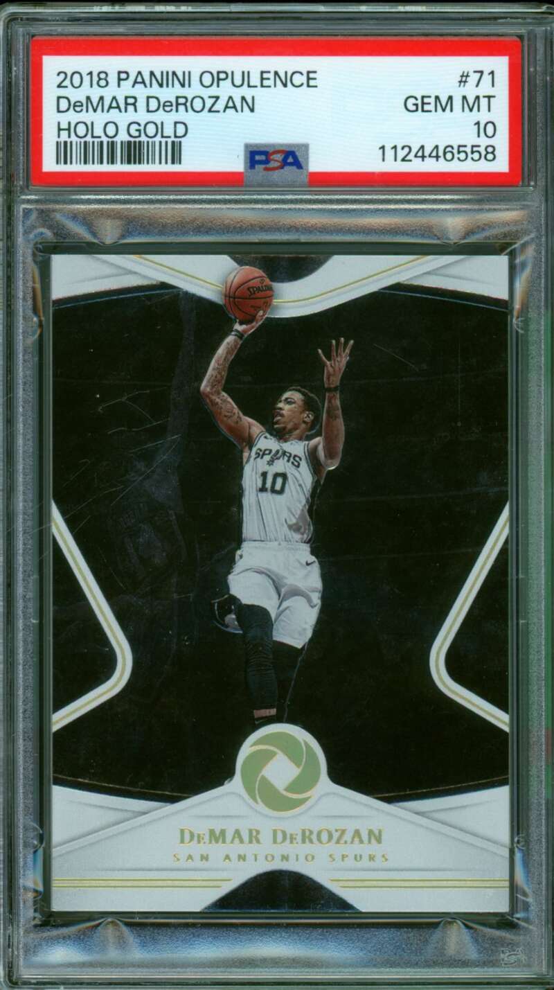 DeMar DeRozan Card 2018-19 Panini Opulence Holo Gold (7/10) (pop 1) #71 PSA 10 Image 1