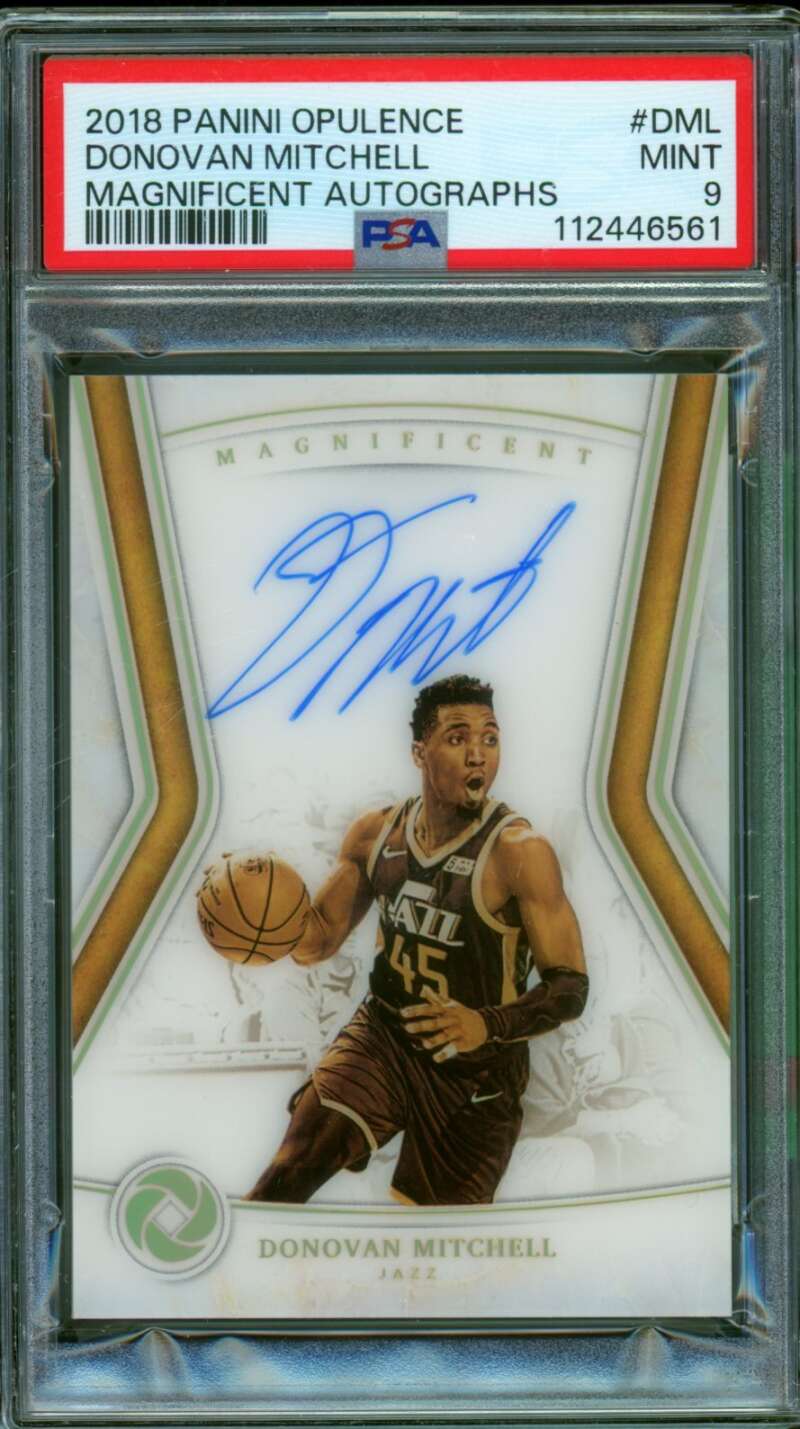 Donovan Mitchell 2018-19 Panini Opulence Magnificent Autographs (/49) #dml PSA 9 Image 1