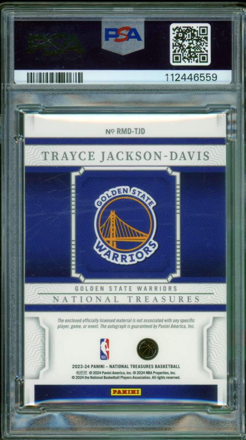 Trayce Jackson-Davis 2023-24 National Treasures Materials Auto Dual #tjd PSA 9 Image 2