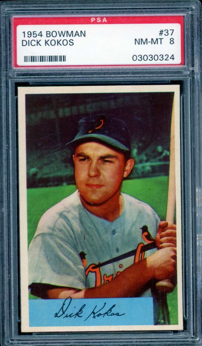 Dick Kokos Card 1954 Bowman #37 PSA 8 Image 1