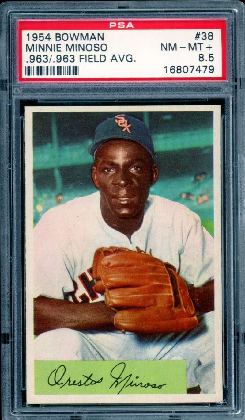 Minnie Minoso Card 1954 Bowman (pop 3) #38 PSA 8.5 Image 1