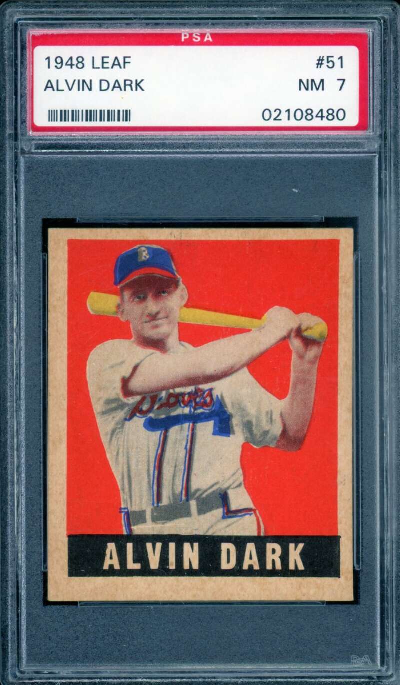 Alvin Dark Rookie Card 1948 Leaf #51 PSA 7 Image 1
