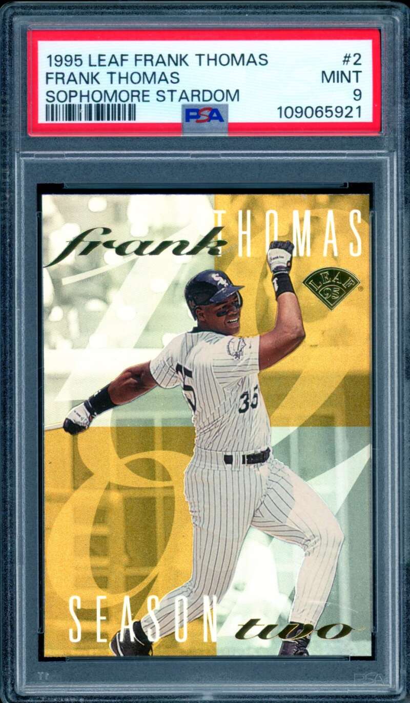 Frank Thomas Card 1995 Leaf Sophomore Stardom (pop 5) #2 PSA 9 Image 1