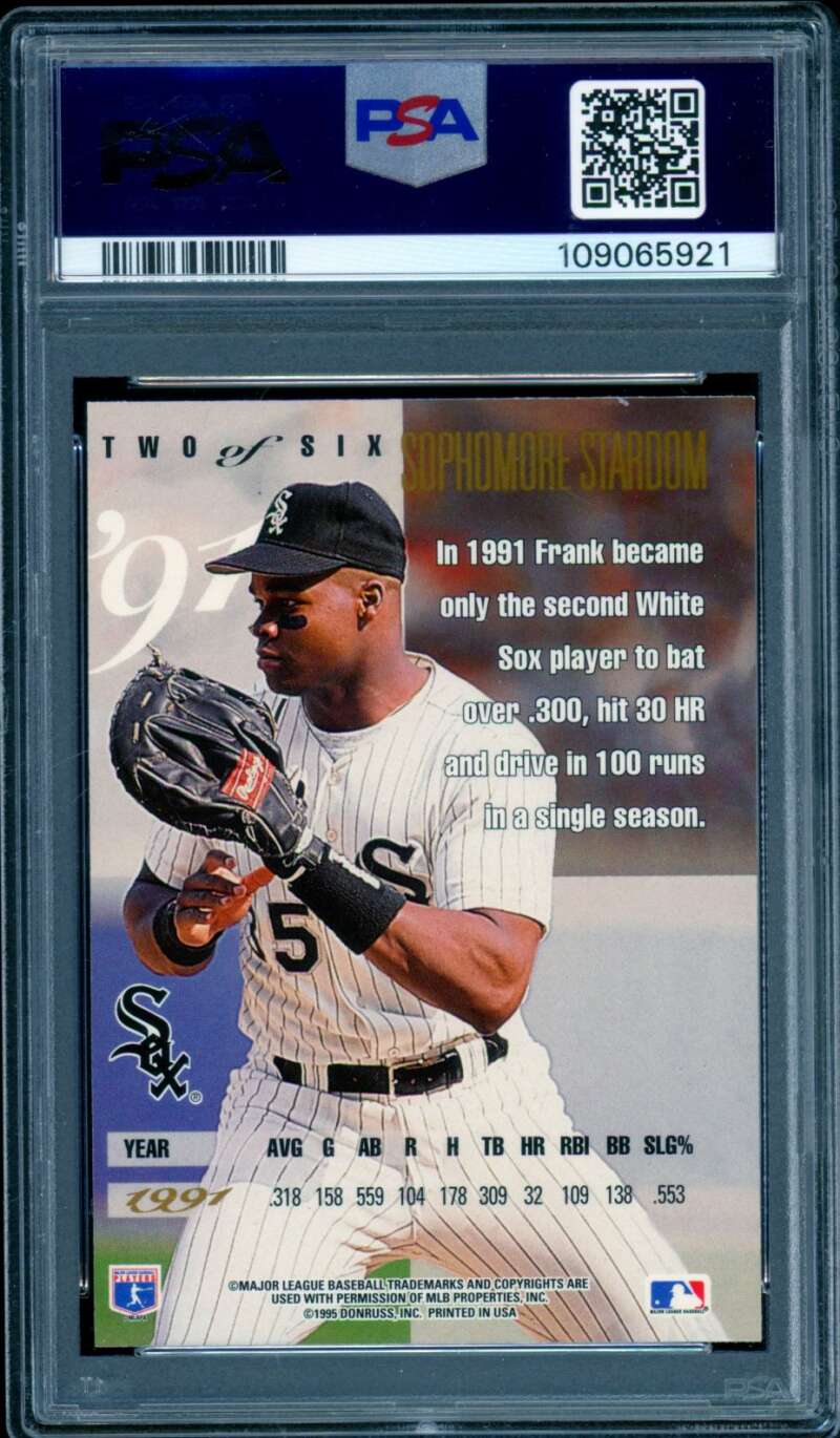 Frank Thomas Card 1995 Leaf Sophomore Stardom (pop 5) #2 PSA 9 Image 2