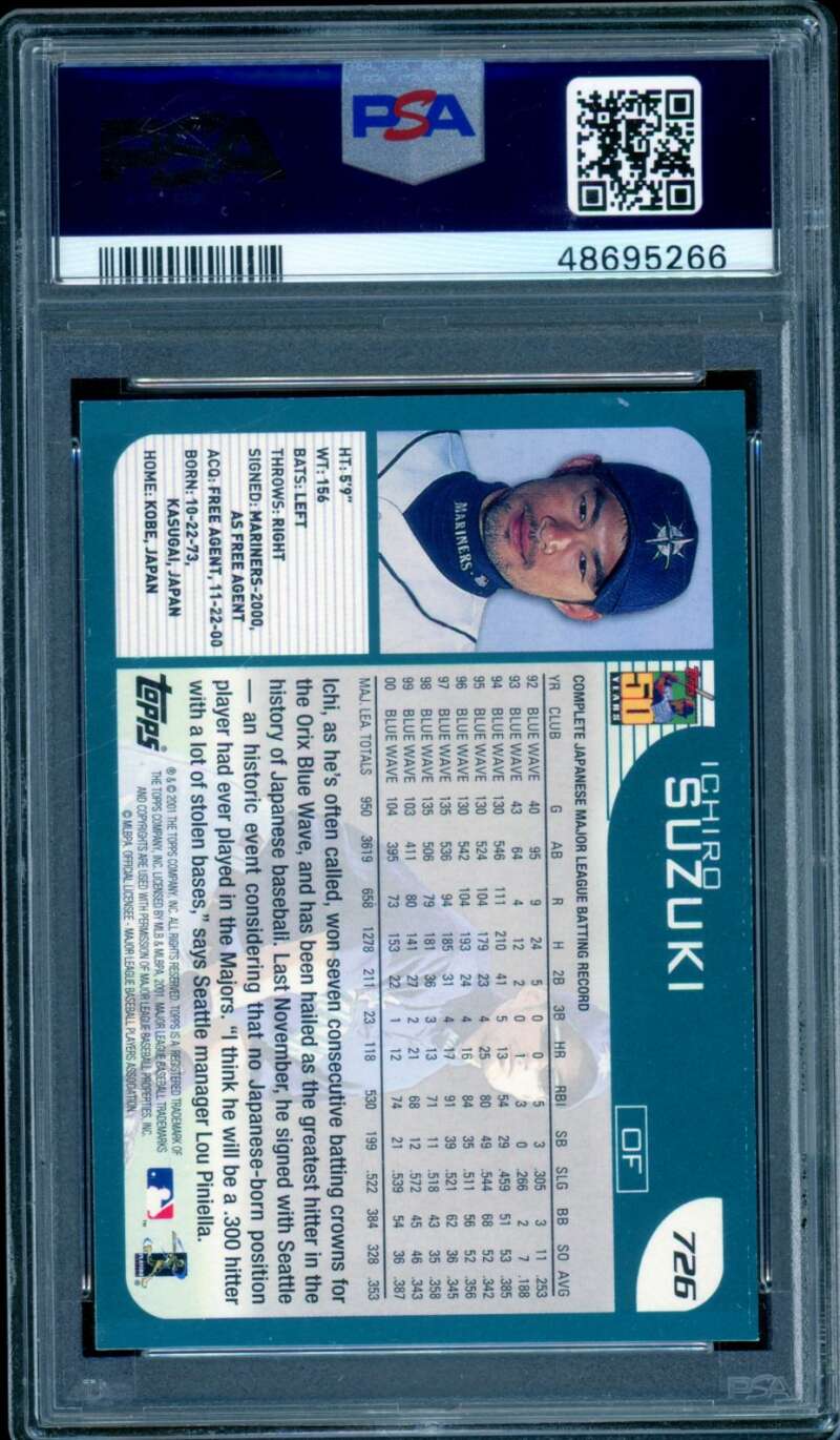 Ichiro Suzuki Rookie Card 2001 Topps Limited Edition #726 PSA 8 Image 2