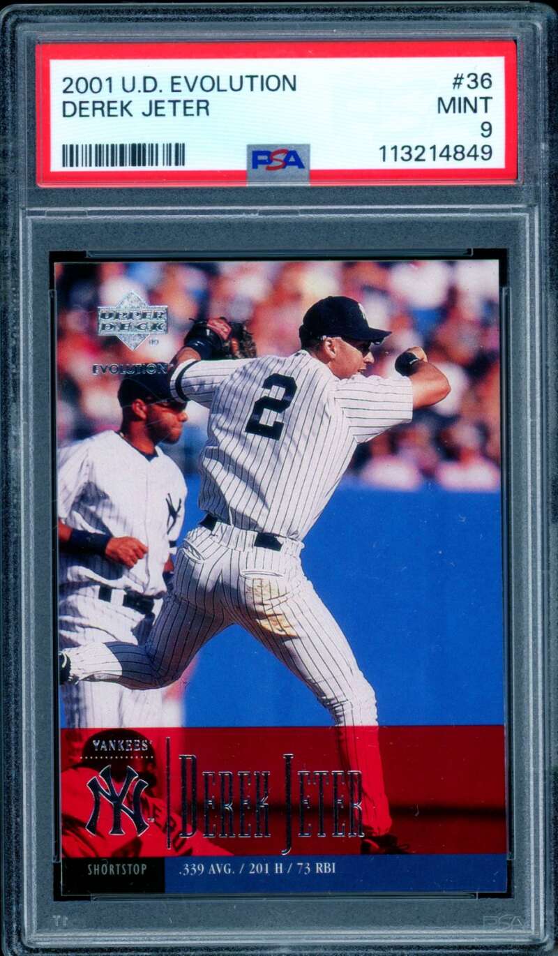 Derek Jeter Card 2001 U.D. Evolution #36 PSA 9 Image 1