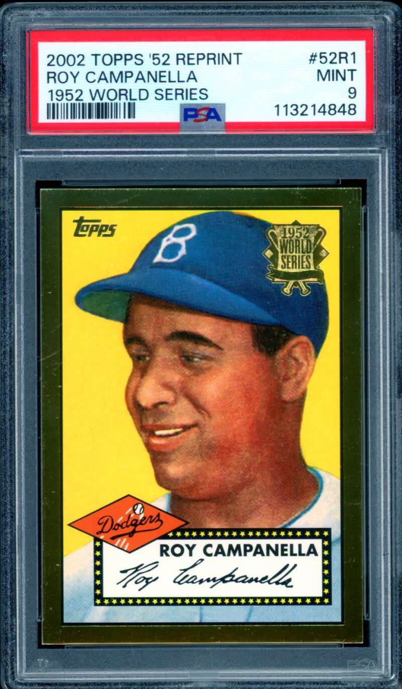 Roy Campanella Card 2002 Topps '52 Reprint 1952 World Series (pop 4) #52R1 PSA 9 Image 1