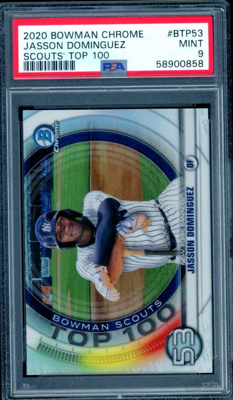 Jasson Dominguez Rookie Card 2020 Bowman Chrome #BTP53 PSA 9 Image 1