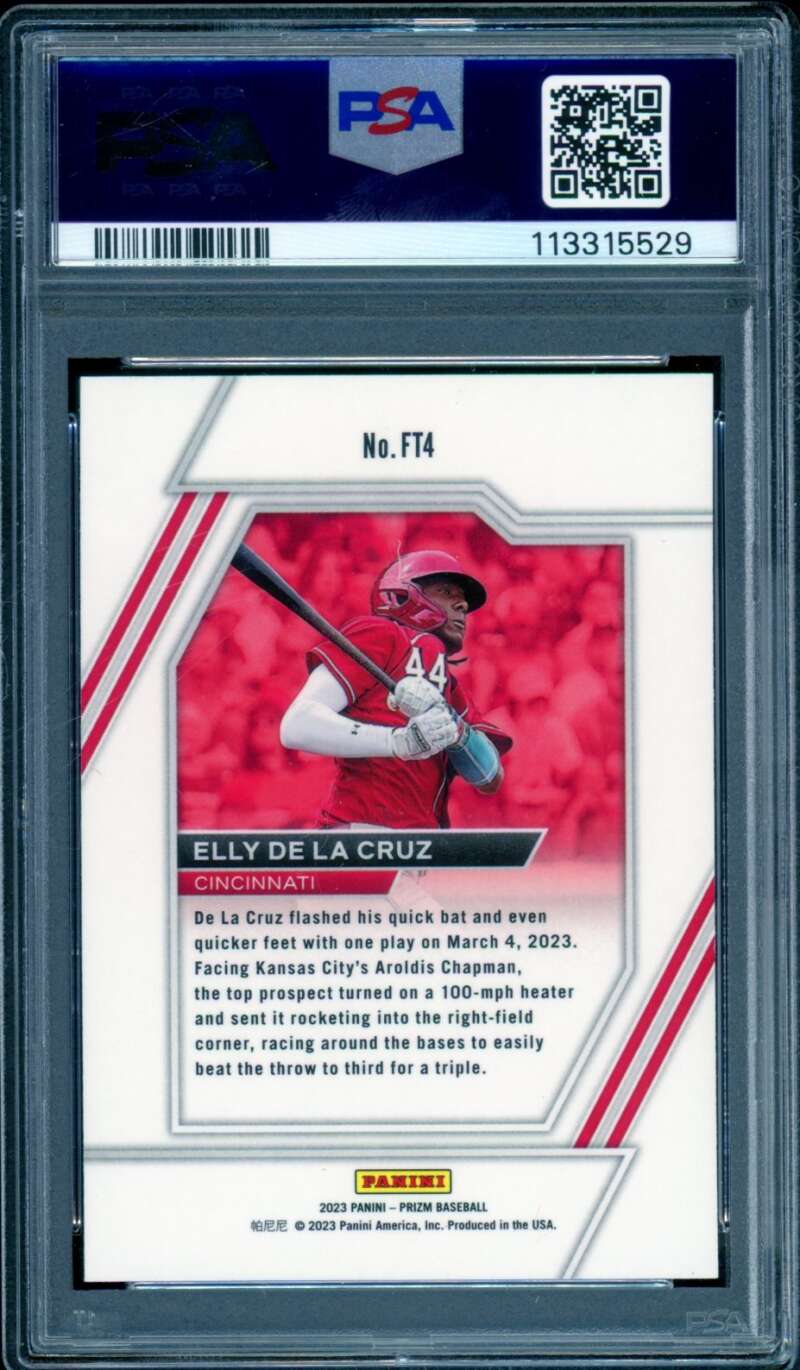 Elly De La Cruz Rookie Card 2023 Prizm Future Tools #FT4 PSA 10 Image 2