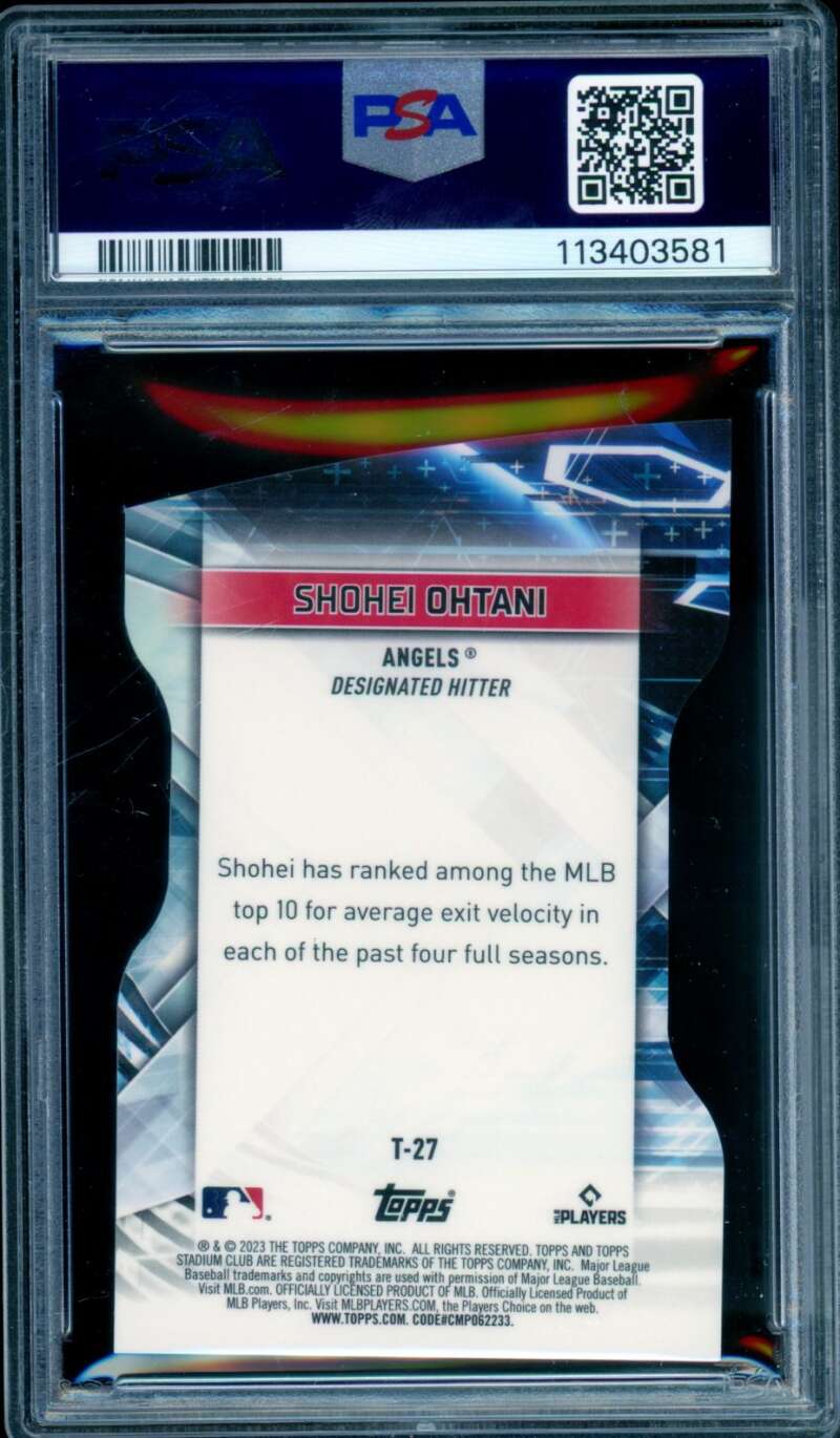 Shohei Ohtani Card 2023 Stadium Club Triumvirates Red #T27 (pop 8) PSA 10 Image 2
