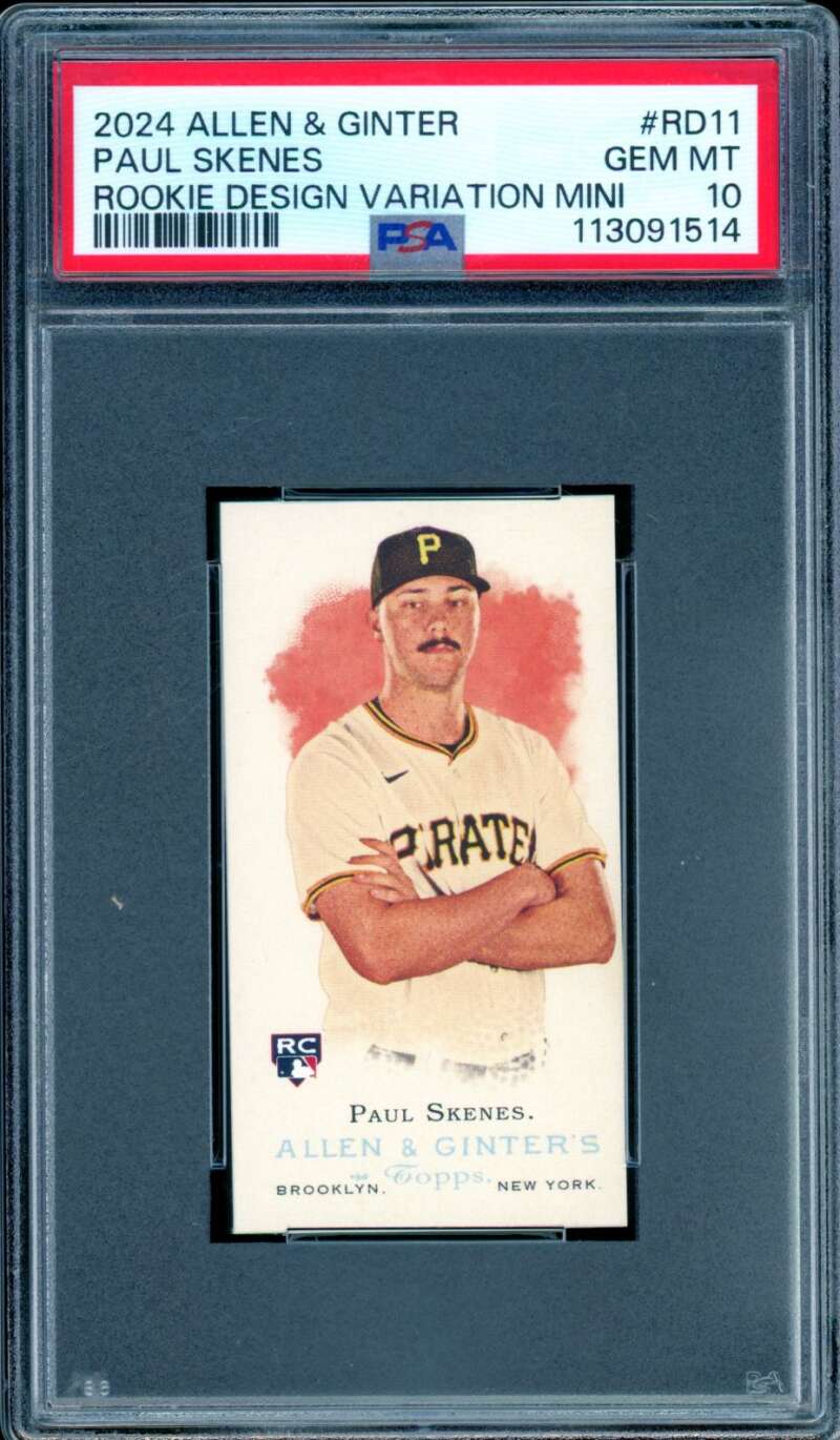 Paul Skenes Rookie Card 2024 Allen Ginter Variation Mini #RD11 PSA 10 Image 1
