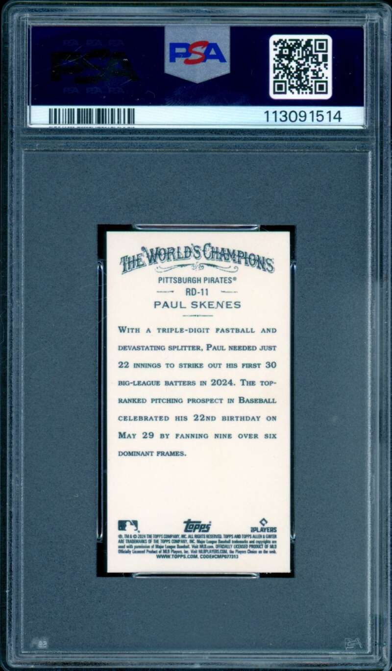 Paul Skenes Rookie Card 2024 Allen Ginter Variation Mini #RD11 PSA 10 Image 2