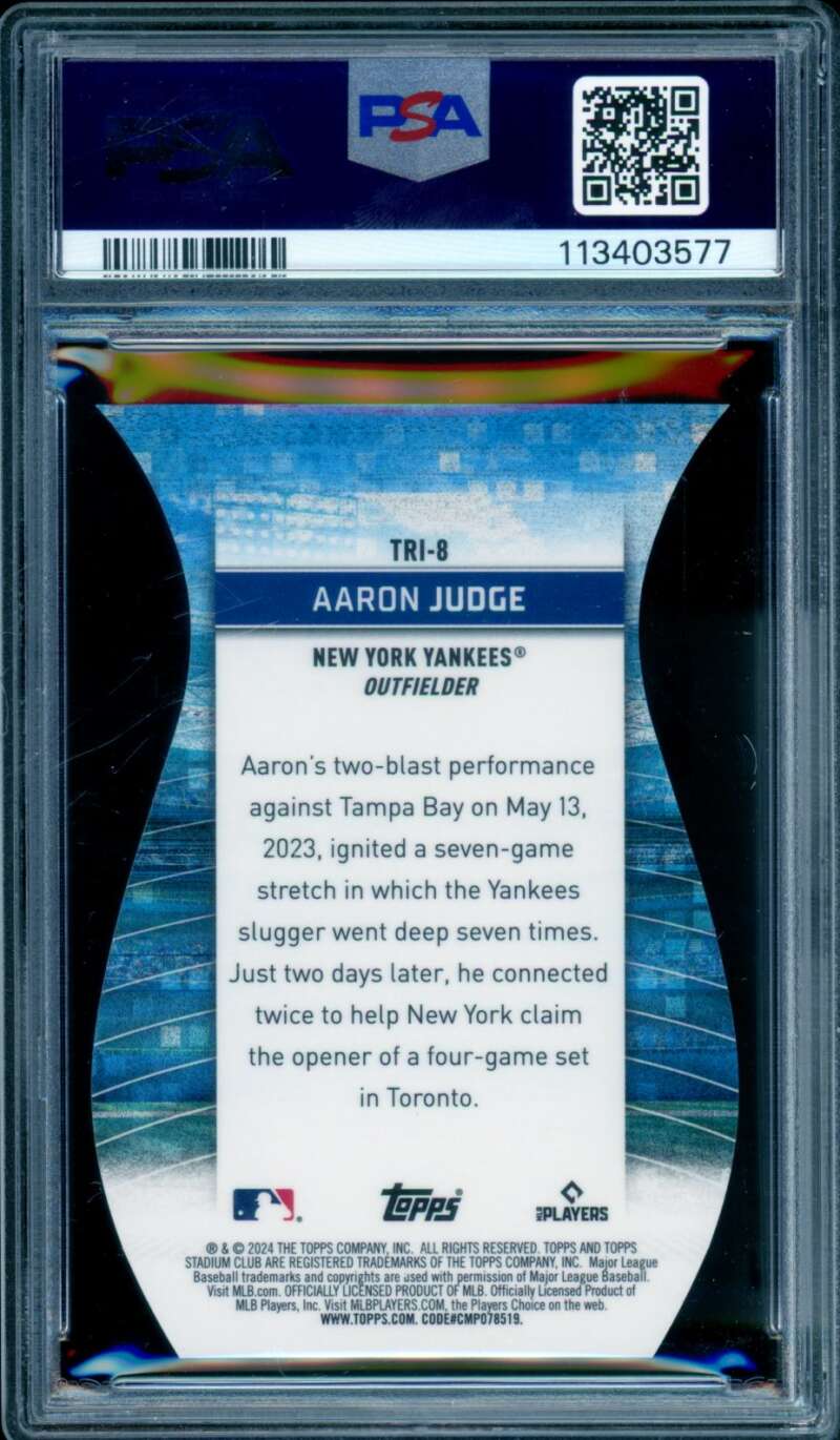 Aaron Judge Card 2024 Stadium Club Triumvirates #tri8 (pop 13) PSA 10 Image 2