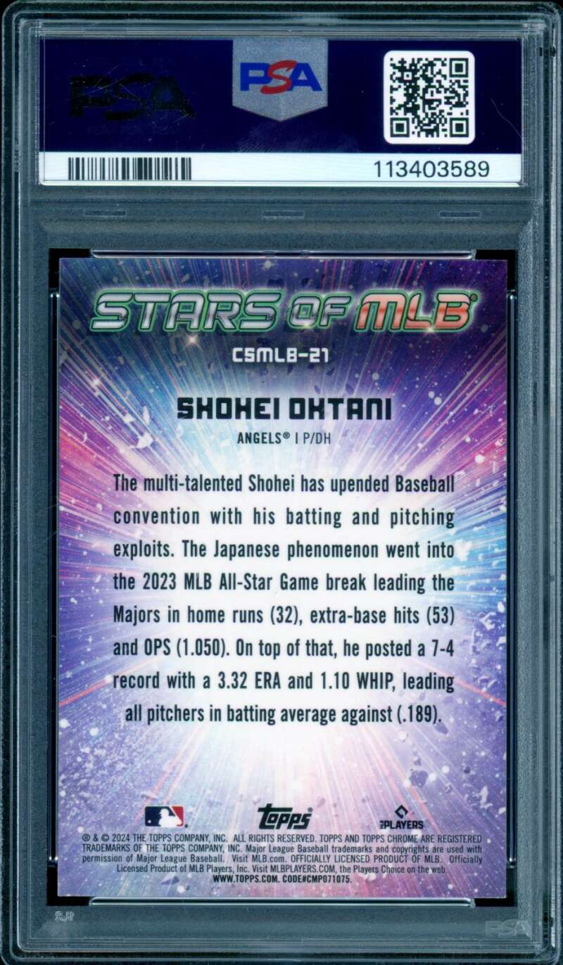Shohei Ohtani Card 2024 Topps Stars Of MLB Chrome #CSMLB21 PSA 10 Image 2