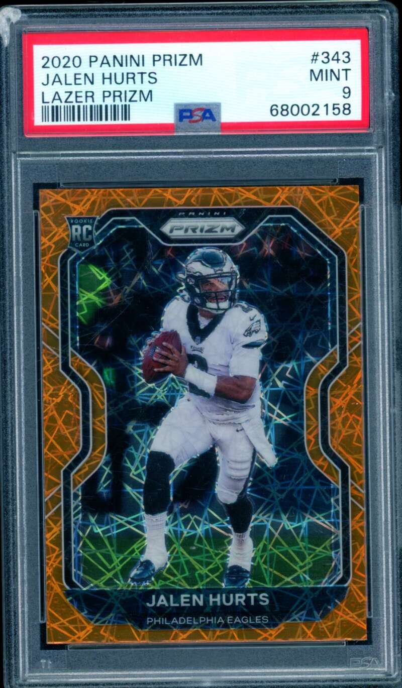 Jalen Hurts Rookie Card 2020 Panini Prizm Lazer #343 PSA 9 Image 1