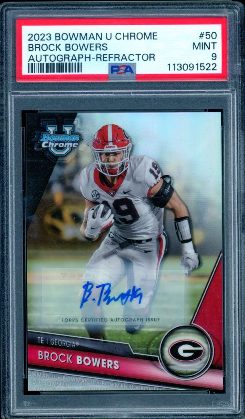 Brock Bowers Card 2023 Bowman U Chrome #50 PSA 9 Image 1