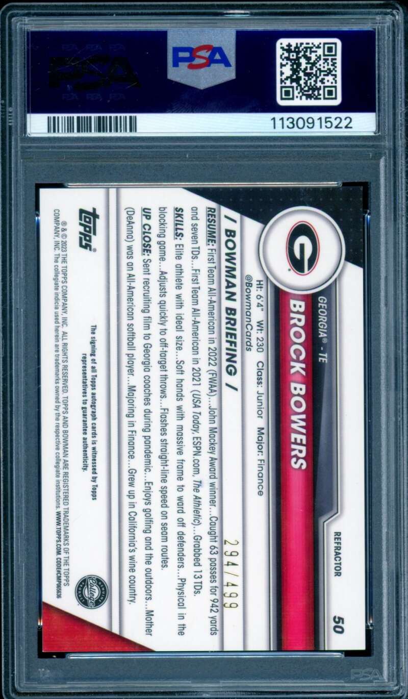 Brock Bowers Card 2023 Bowman U Chrome #50 PSA 9 Image 2