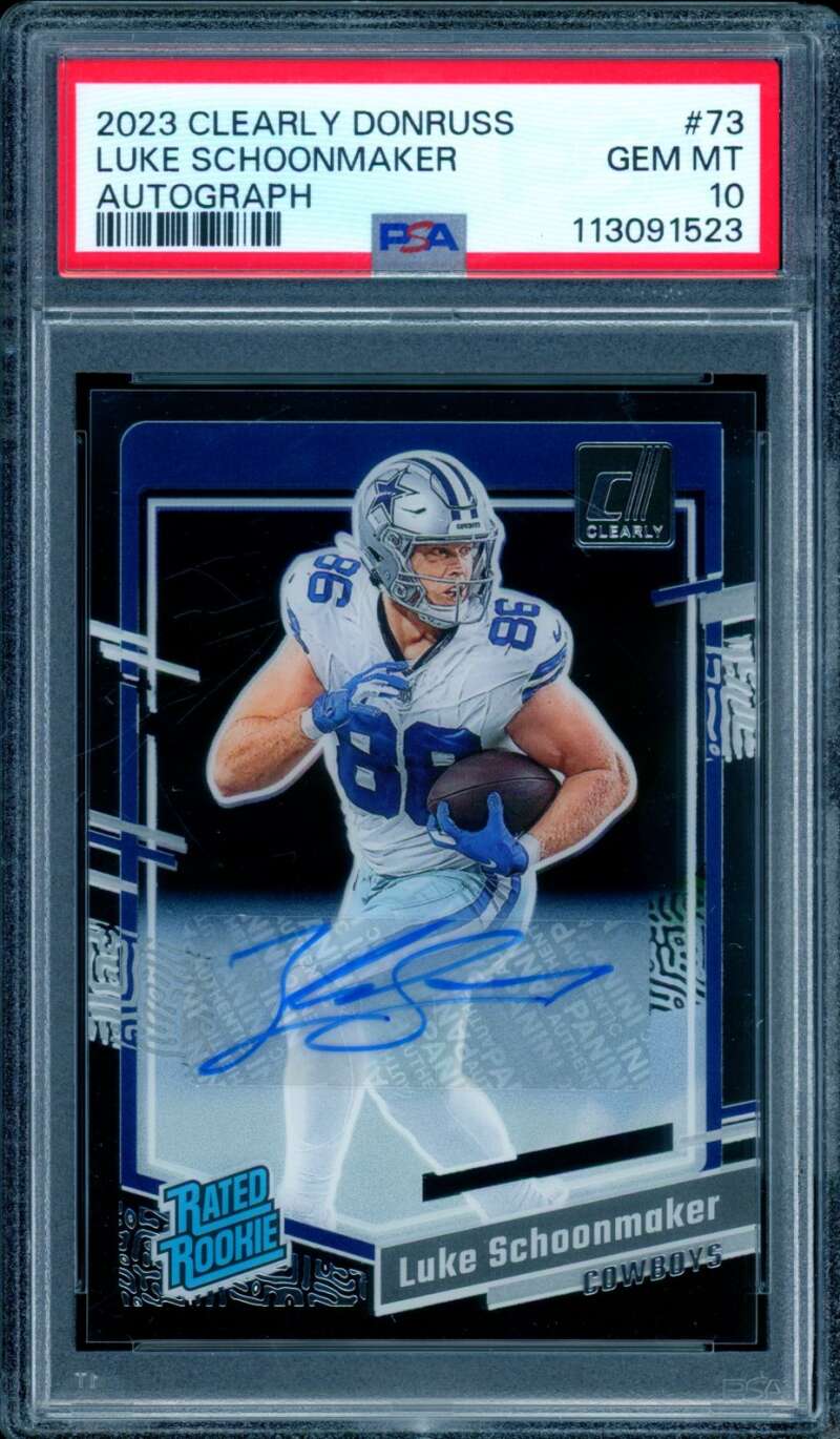 Luke Schoonmaker Rookie Card 2023 Clearly Donruss Autograph (pop 13) #73 PSA 10 Image 1