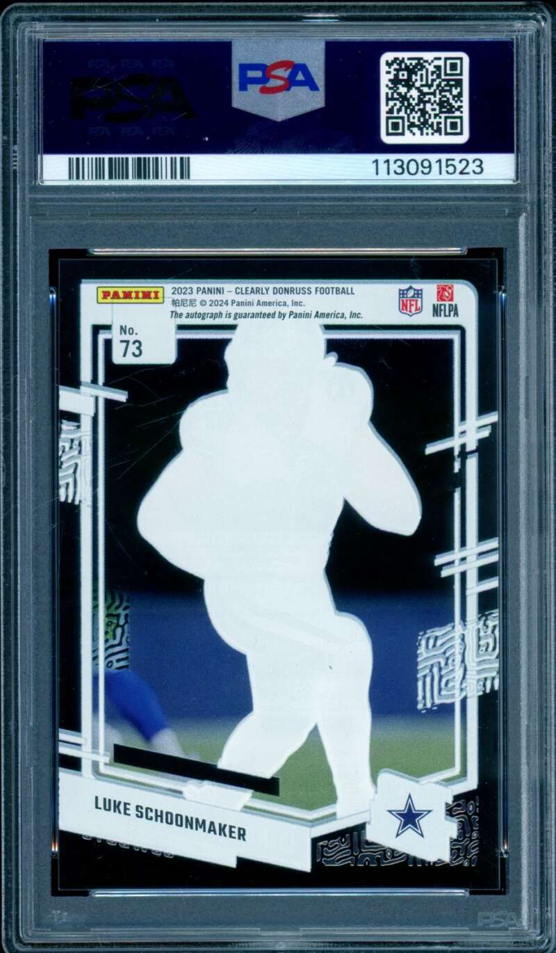 Luke Schoonmaker Rookie Card 2023 Clearly Donruss Autograph (pop 13) #73 PSA 10 Image 2