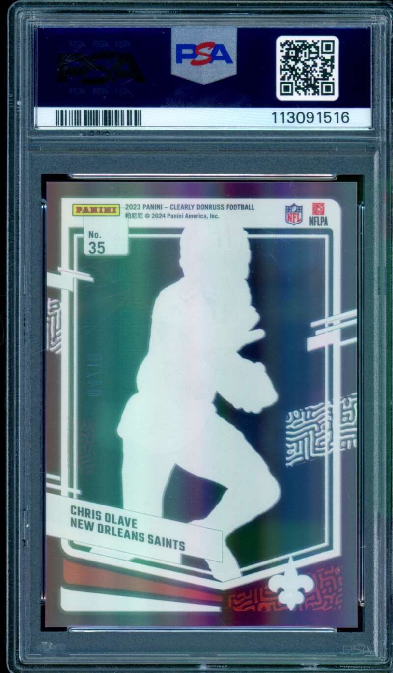 Chris Olave Rookie Card 2023 Donruss Clearly Pink (4/10) #35 PSA 10 Image 2