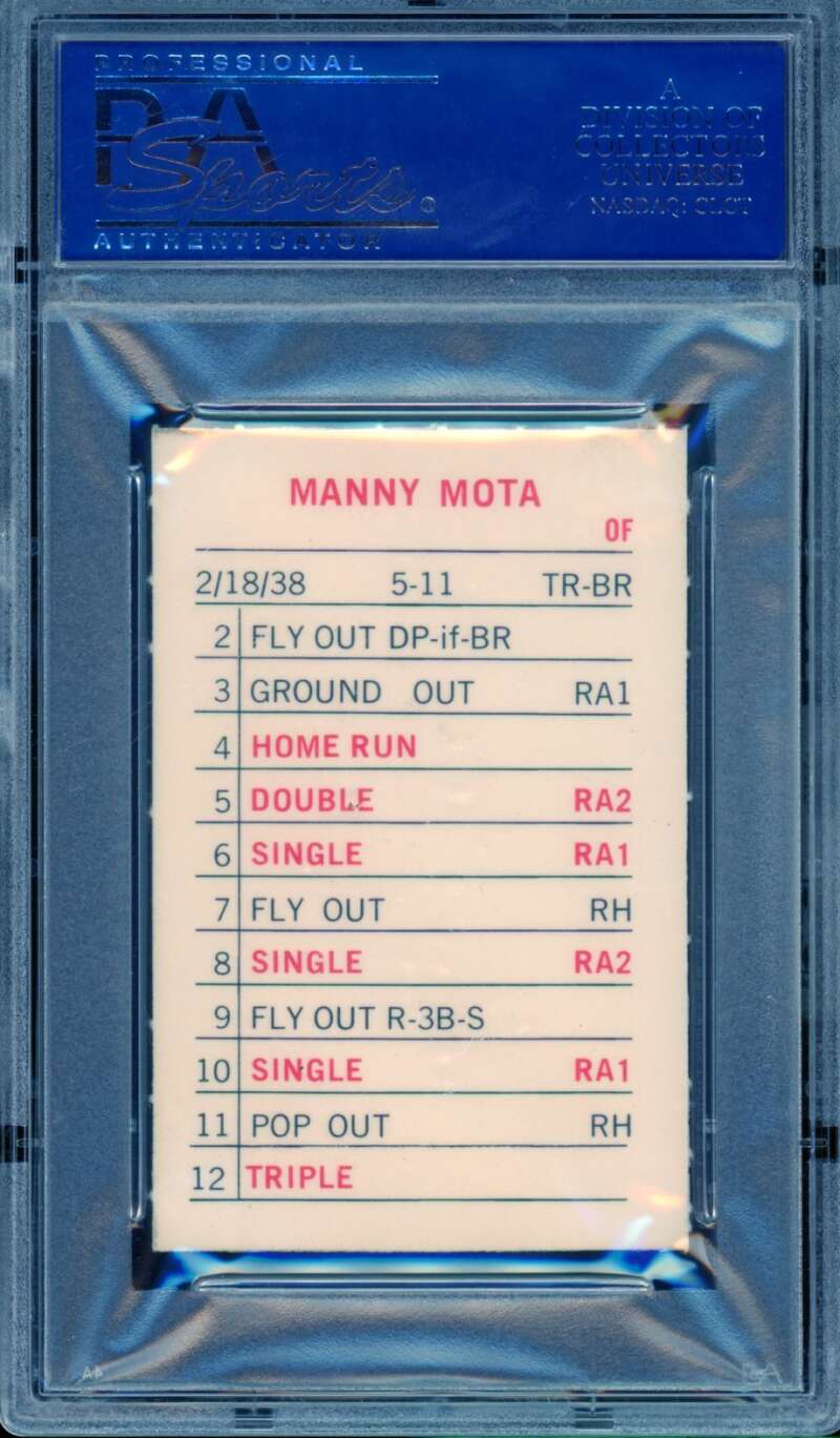 Manny Mota Card 1969 Milton Bradley #nno PSA 9 Image 2