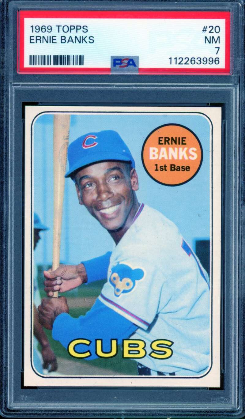 Ernie Banks Card 1969 Topps #20 PSA 7 Image 1