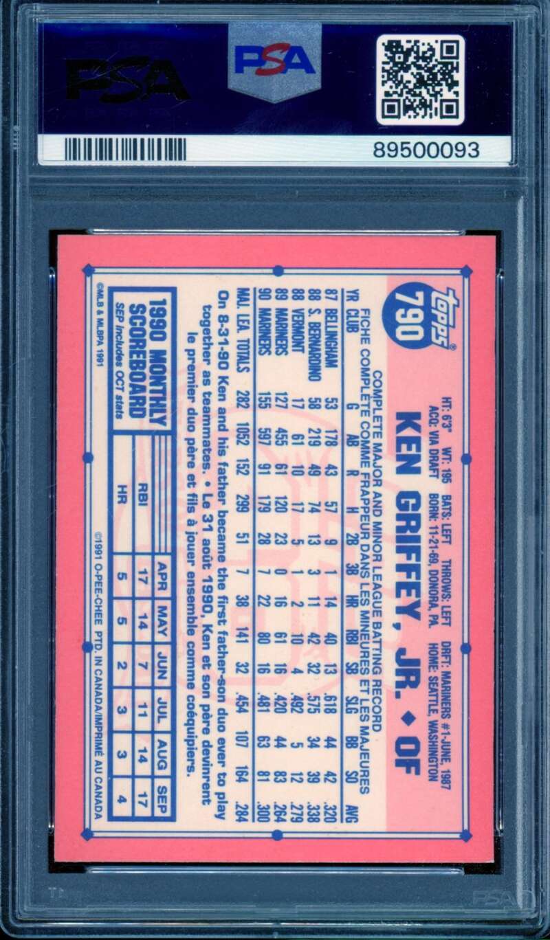 Ken Griffey Jr. Card 1991 O-Pee-Chee #790 PSA 8 Image 2