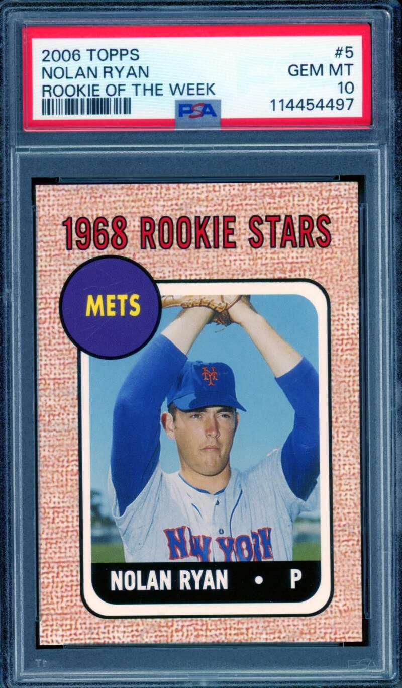 Nolan Ryan Card 2006 Topps Rookie Of The Week #5 PSA 10 Image 1