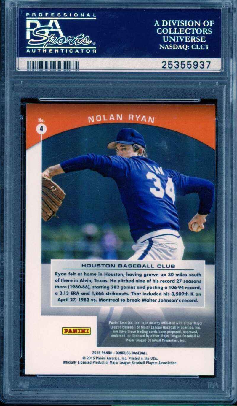 Nolan Ryan 2015 Donruss Preferred Bronze (pop 3) #4 PSA 9 (holder scratches) Image 2
