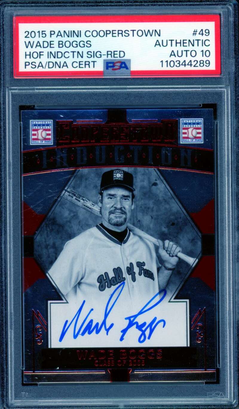 Wade Boggs 2015 Panini Cooperstown HOF Red Authentic Auto #49 PSA 10 Image 1