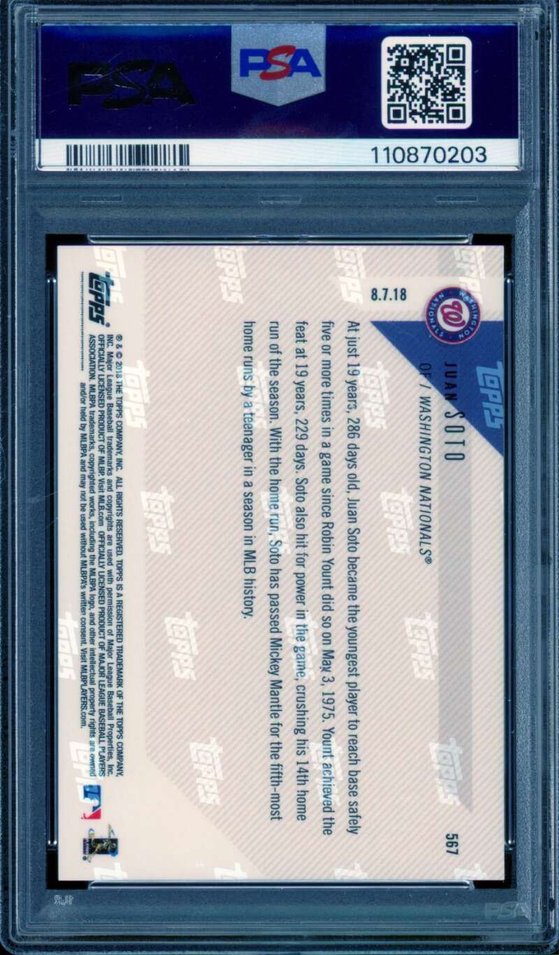 Juan Soto Rookie Card 2018 Topps Now #567 PSA 9 Image 2