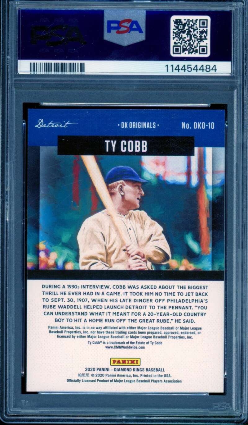 Ty Cobb Card 2020 Panini Diamond Kings Holo Blue (pop 1) (75/99) #dko10 PSA 9 Image 2