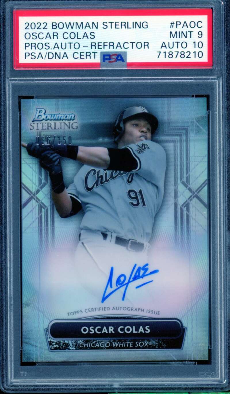 Oscar Colas Rookie Card 2022 Bowman Sterling Prospect Auto #PAOC PSA 9 Image 1