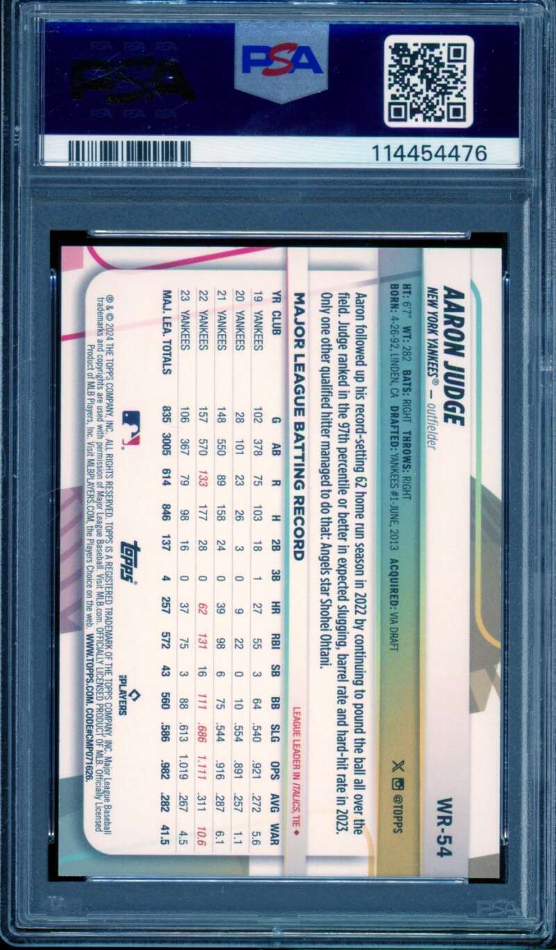 Aaron Judge Card 2024 Topps Big League Gold Foil (43/50) (pop 1) #WR54 PSA 9 Image 2