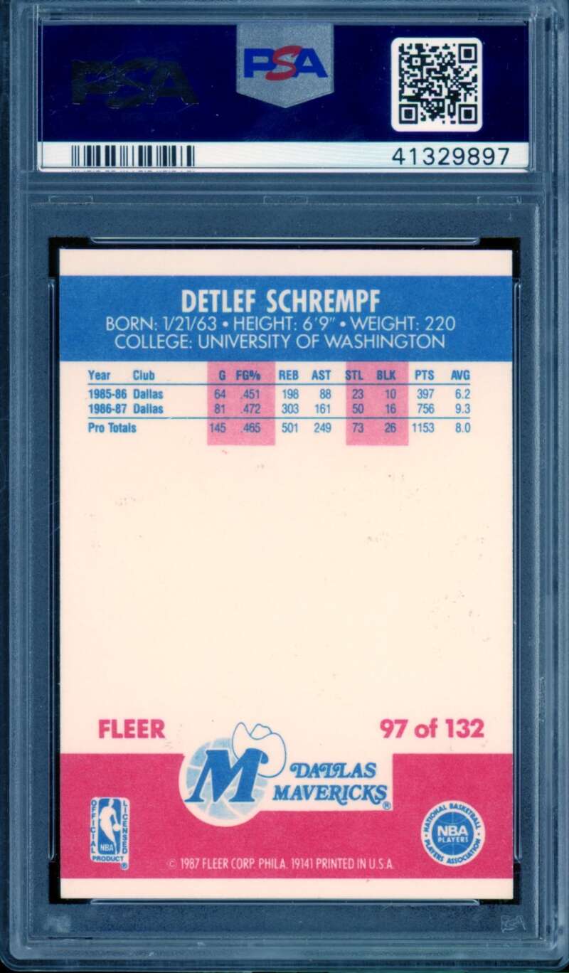 Detlef Schrempf Rookie Card 1987-88 Fleer #97 PSA 8 Image 2