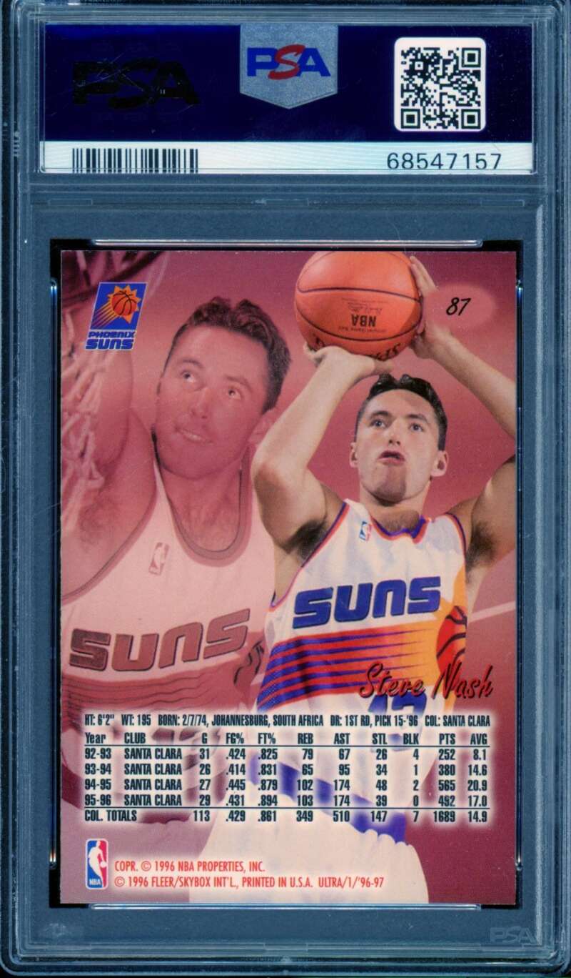 Steve Nash Rookie Card 1996-97 Ultra #87 PSA 9 Image 2
