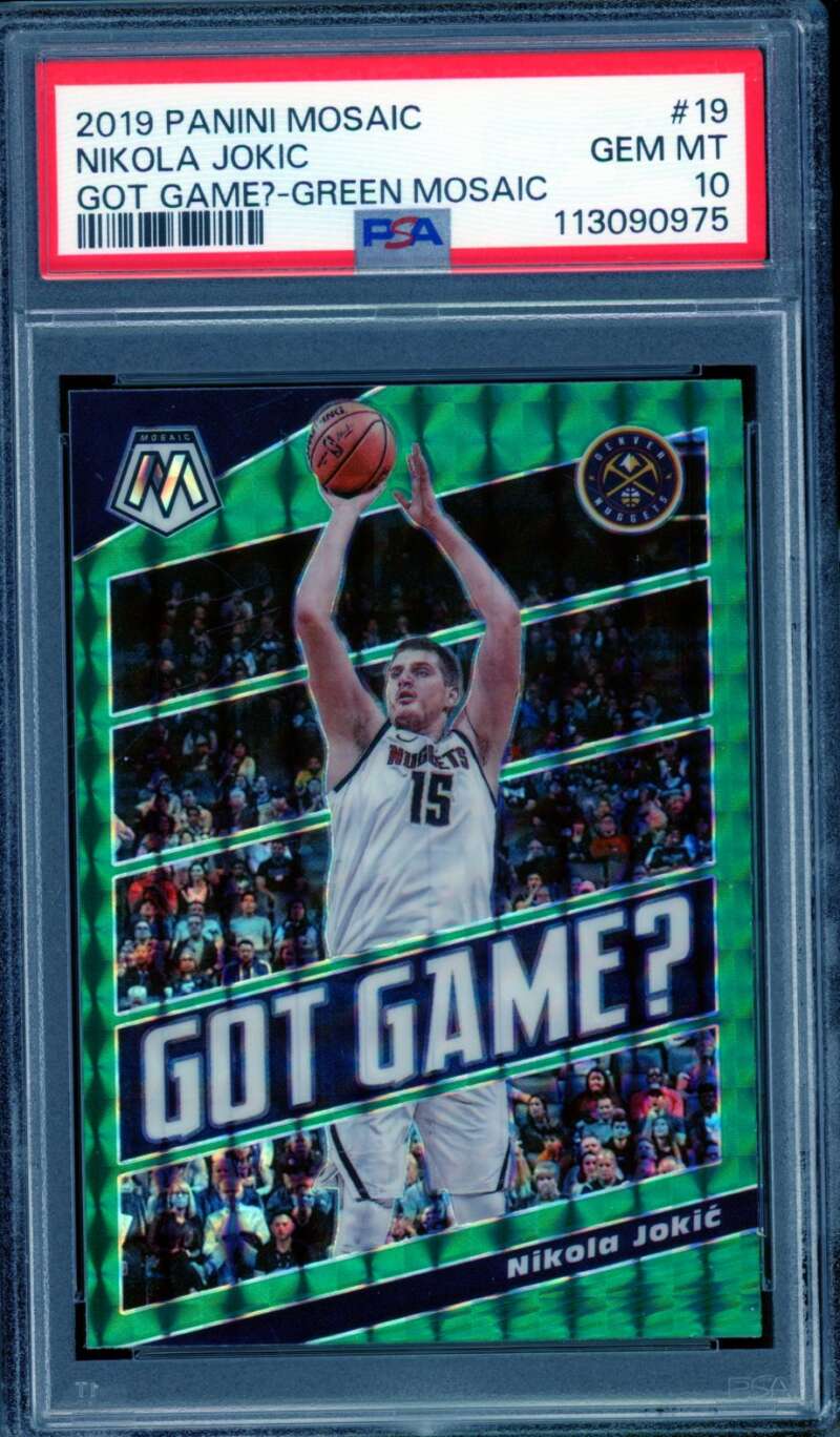 Nikola Jokic Card 2019-20 Panini Mosaic Got Game Green (pop 15) #19 PSA 10 Image 1