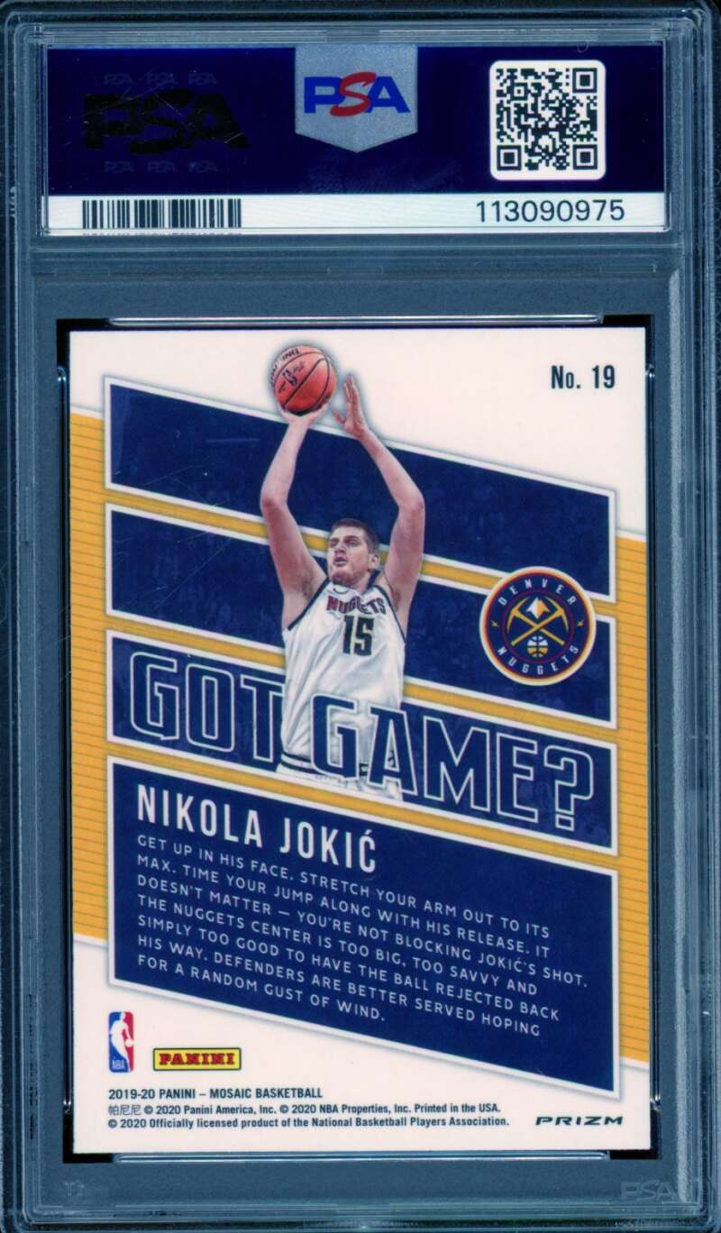Nikola Jokic Card 2019-20 Panini Mosaic Got Game Green (pop 15) #19 PSA 10 Image 2