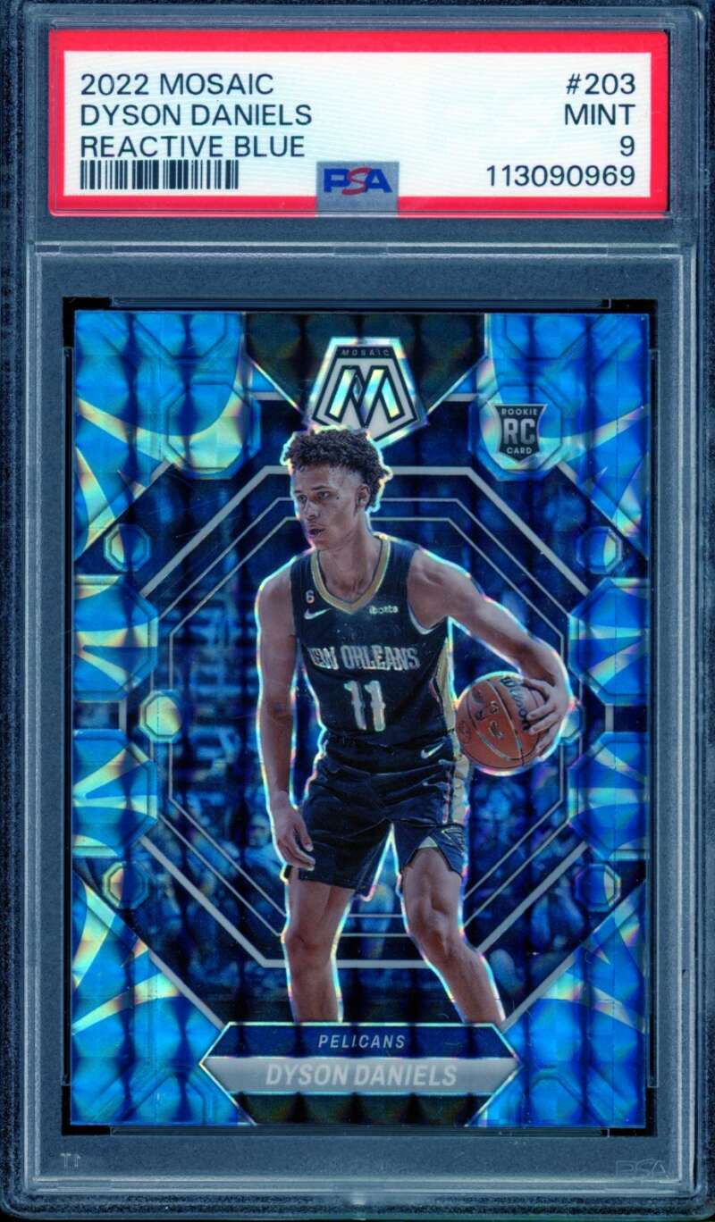 Dyson Daniels Rookie Card 2022-23 Mosaic Reactive Blue (pop 2) #203 PSA 9 Image 1