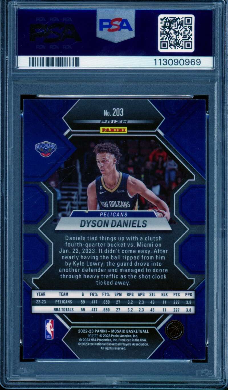 Dyson Daniels Rookie Card 2022-23 Mosaic Reactive Blue (pop 2) #203 PSA 9 Image 2