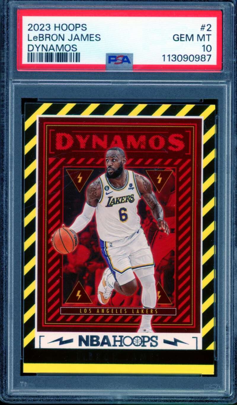 LeBron James Card 2023-24 Hoops Dynamos (pop 15) #2 PSA 10 Image 1