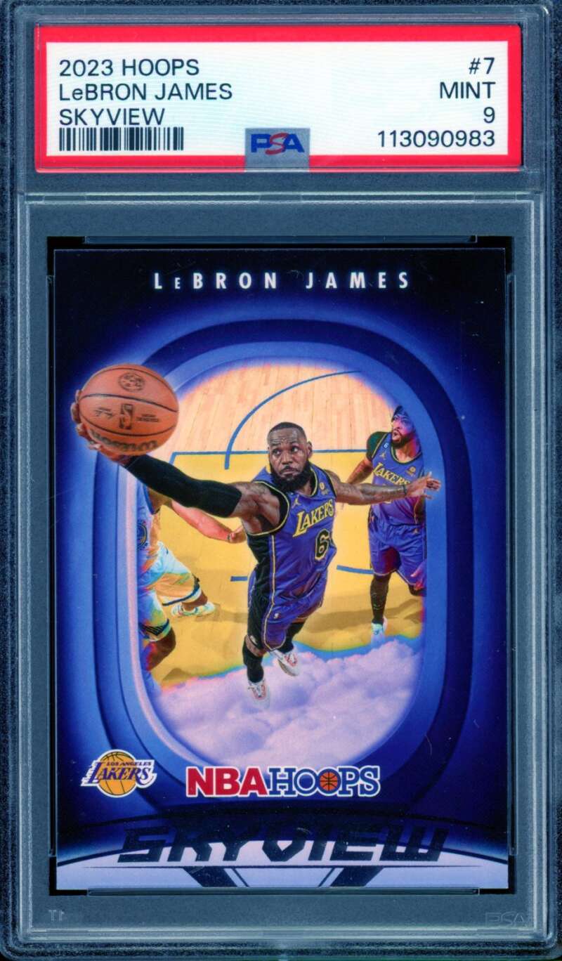 LeBron James Card 2023-24 Hoops Skyview (pop 7) #7 PSA 9 Image 1