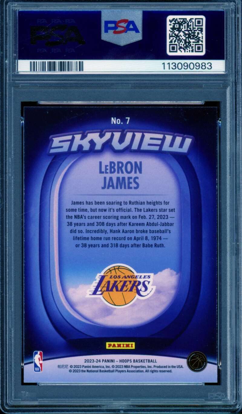 LeBron James Card 2023-24 Hoops Skyview (pop 7) #7 PSA 9 Image 2
