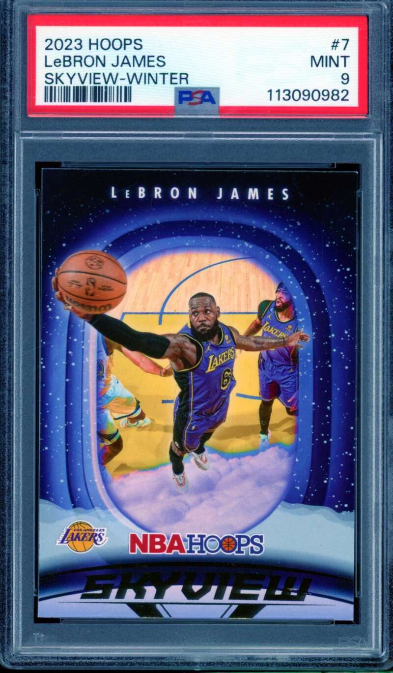 LeBron James Card 2023-24 Hoops (pop 5) #7 PSA 9 Image 1