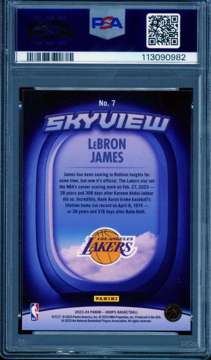 LeBron James Card 2023-24 Hoops (pop 5) #7 PSA 9 Image 2