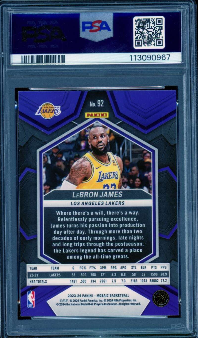 LeBron James Card 2023-24 Mosaic #92 PSA 10 Image 2